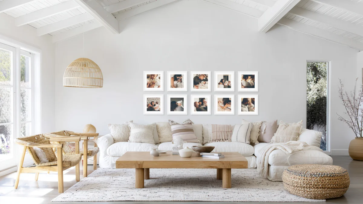 Grid of 10 Photo Gallery Wall - White